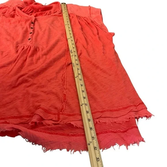 Free People Coral Boho Tunic Top Linen Blend Size S - Picture 8 of 8